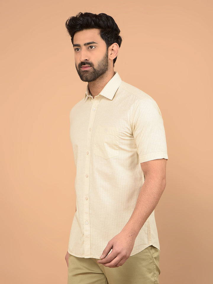 Beige Vertical Stripes Shirt-Men Shirts-Crimsoune Club