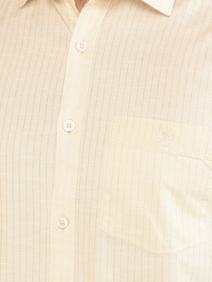 Beige Vertical Stripes Shirt-Men Shirts-Crimsoune Club