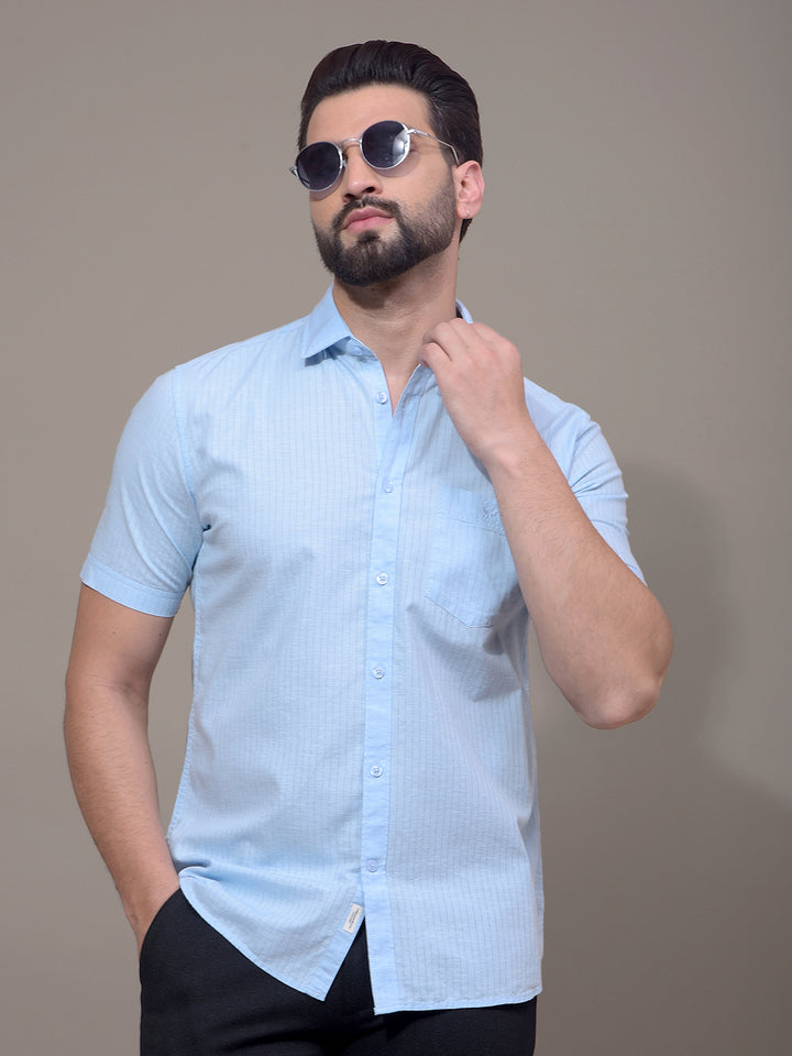Blue Vertical Stripes Shirt-Men Shirts-Crimsoune Club