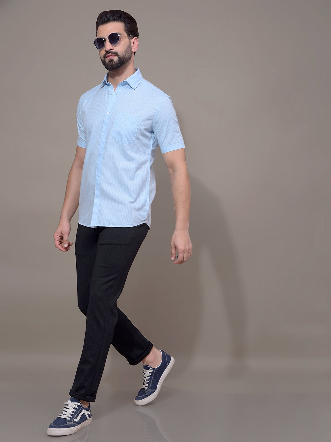 Blue Vertical Stripes Shirt-Men Shirts-Crimsoune Club