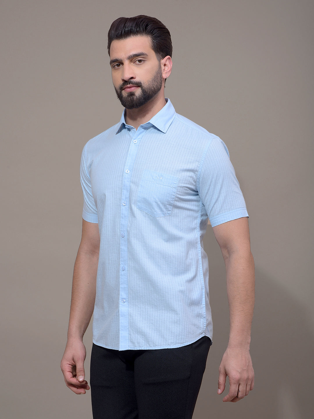 Blue Vertical Stripes Shirt-Men Shirts-Crimsoune Club