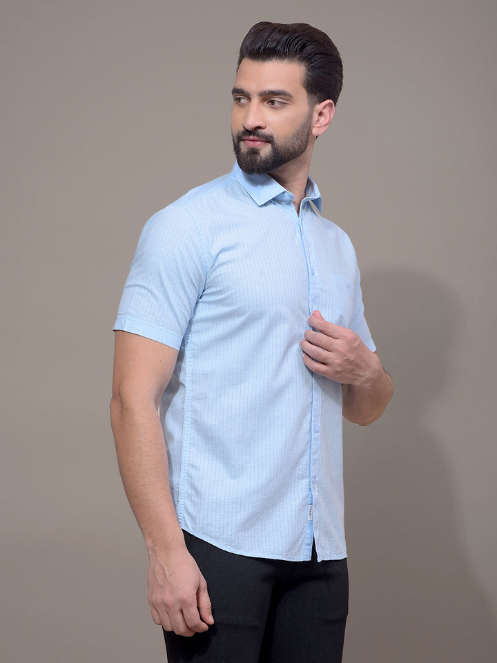 Blue Vertical Stripes Shirt-Men Shirts-Crimsoune Club