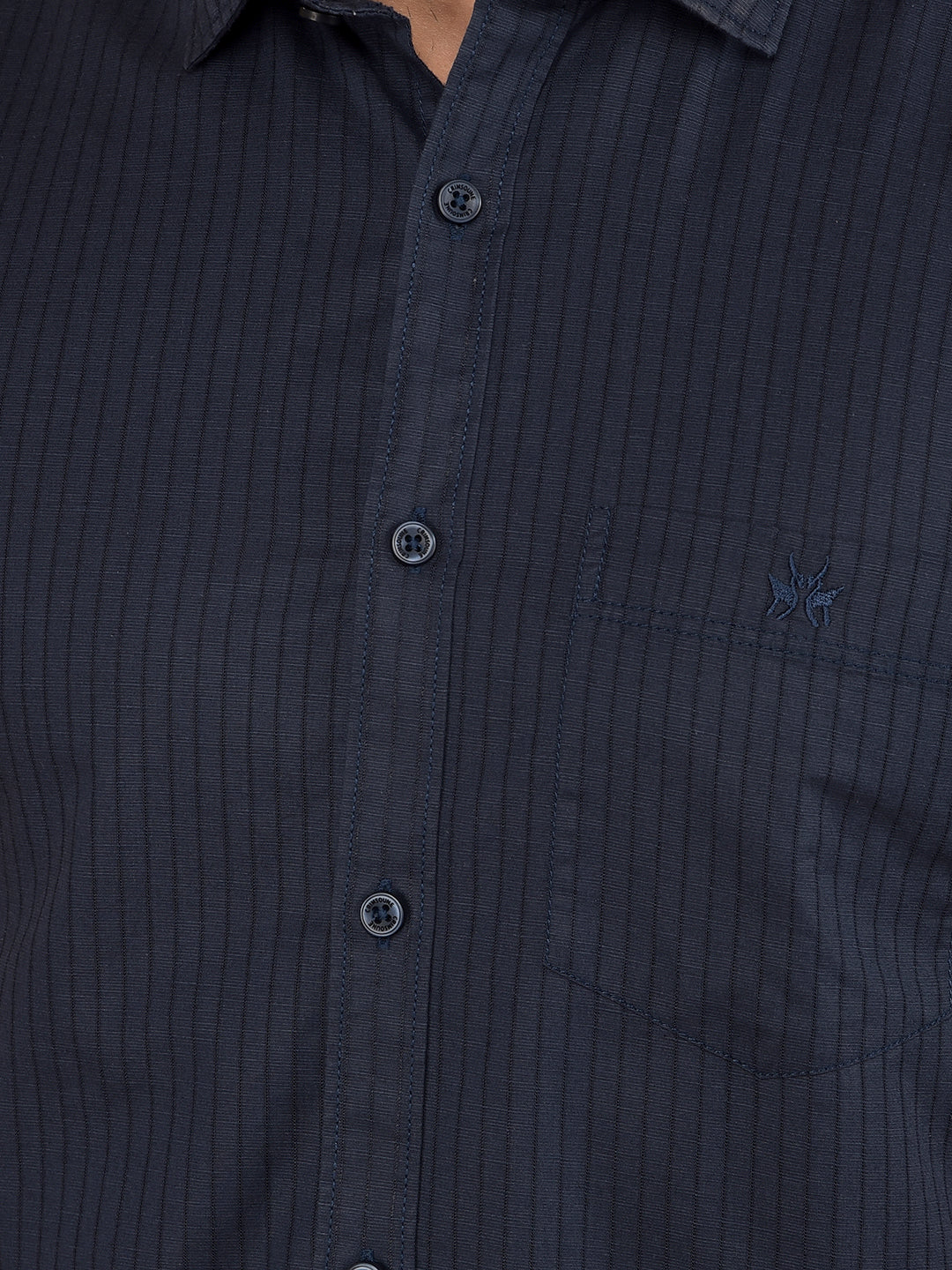 Navy Blue Vertical Stripes Shirt-Men Shirts-Crimsoune Club