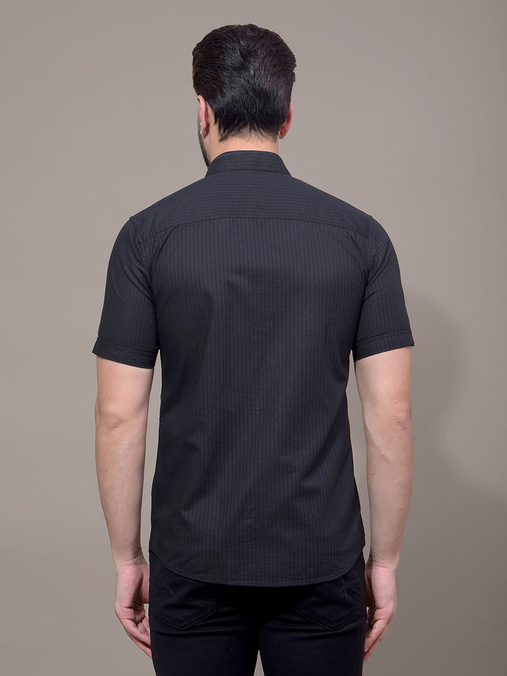 Black Vertical Stripes Shirt-Men Shirts-Crimsoune Club