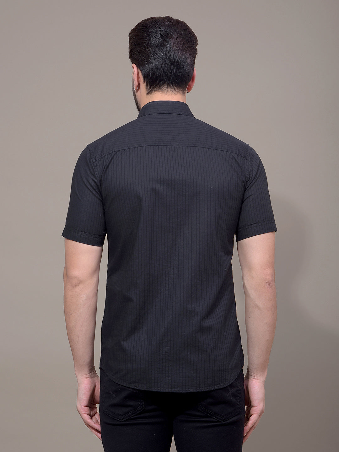 Black Vertical Stripes Shirt-Men Shirts-Crimsoune Club