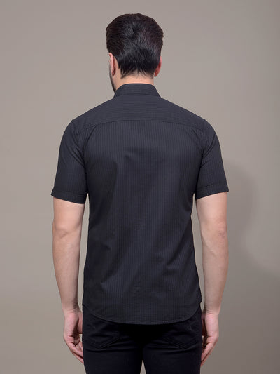 Black Vertical Stripes Shirt-Men Shirts-Crimsoune Club