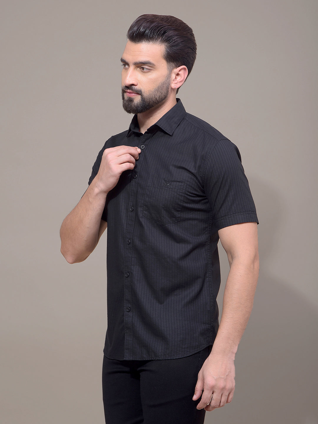 Black Vertical Stripes Shirt-Men Shirts-Crimsoune Club