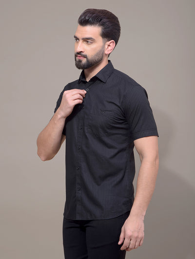 Black Vertical Stripes Shirt-Men Shirts-Crimsoune Club