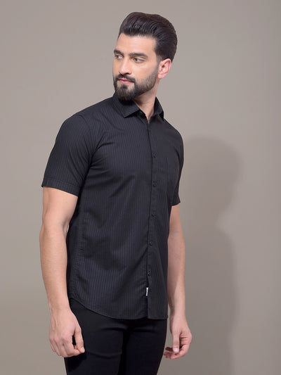 Black Vertical Stripes Shirt-Men Shirts-Crimsoune Club