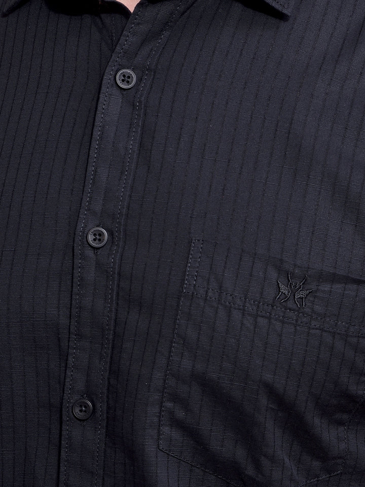 Black Vertical Stripes Shirt-Men Shirts-Crimsoune Club