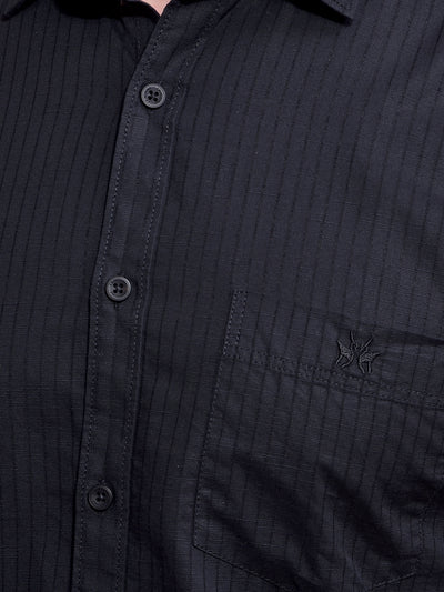Black Vertical Stripes Shirt-Men Shirts-Crimsoune Club