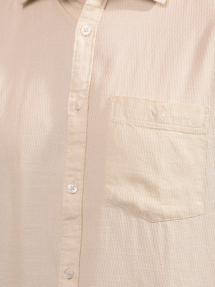 Beige Printed Shirt-Men Shirts-Crimsoune Club