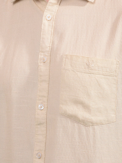 Beige Printed Shirt-Men Shirts-Crimsoune Club