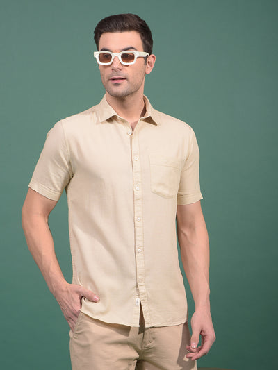 Beige Printed Shirt-Men Shirts-Crimsoune Club