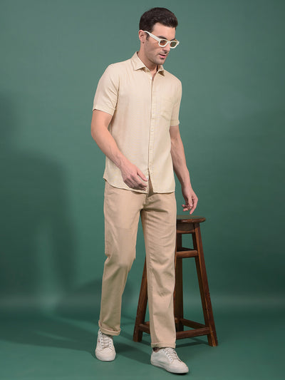 Beige Printed Shirt-Men Shirts-Crimsoune Club