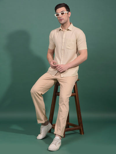 Beige Printed Shirt-Men Shirts-Crimsoune Club