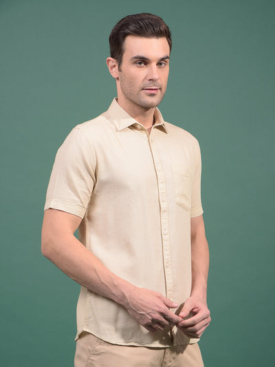 Beige Printed Shirt-Men Shirts-Crimsoune Club
