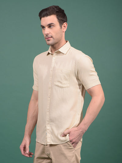 Beige Printed Shirt-Men Shirts-Crimsoune Club