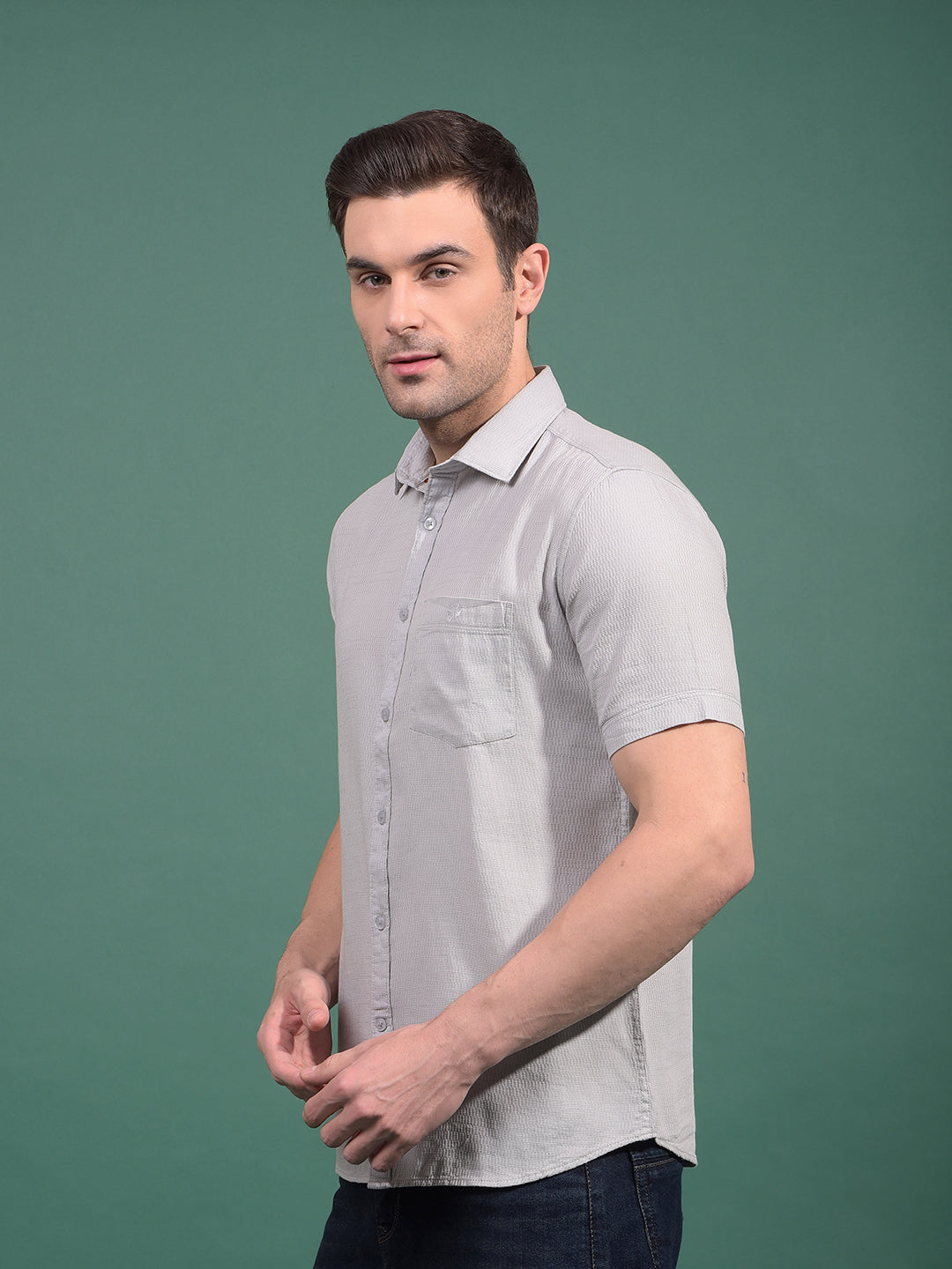 Grey Printed Shirt-Men Shirts-Crimsoune Club