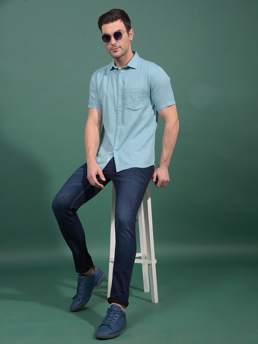 Green Printed Shirt-Men Shirts-Crimsoune Club