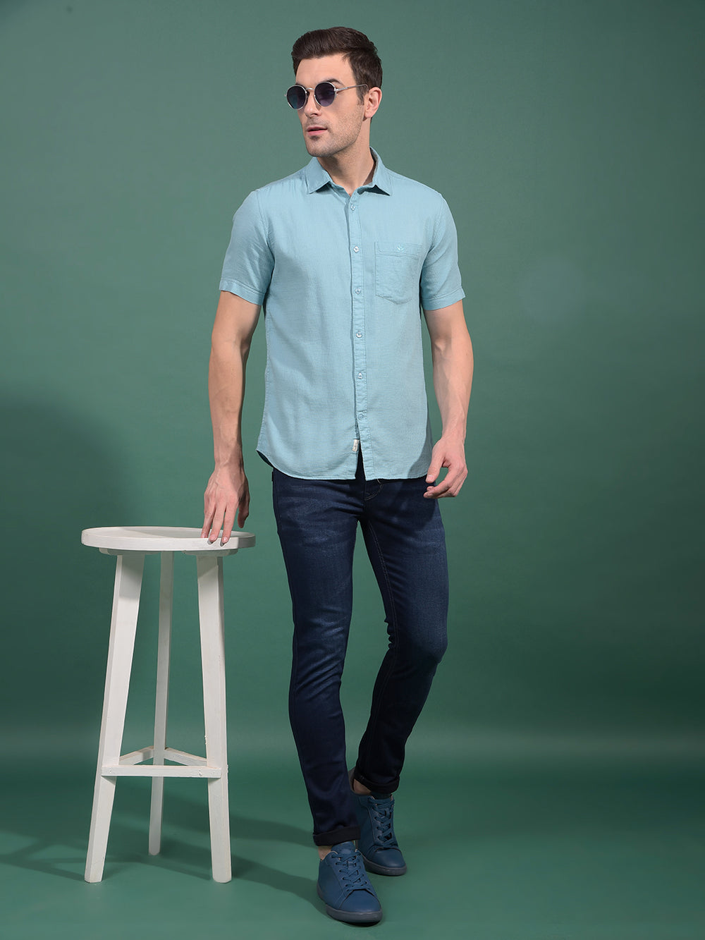 Green Printed Shirt-Men Shirts-Crimsoune Club