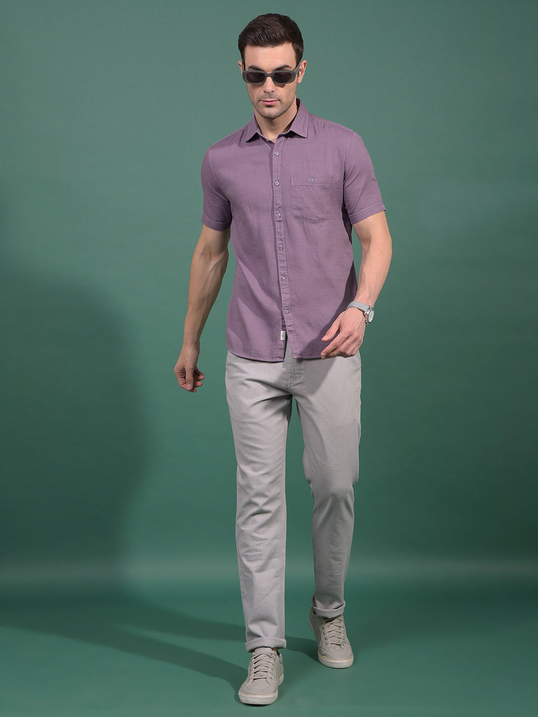 Purple Printed Shirt-Men Shirts-Crimsoune Club