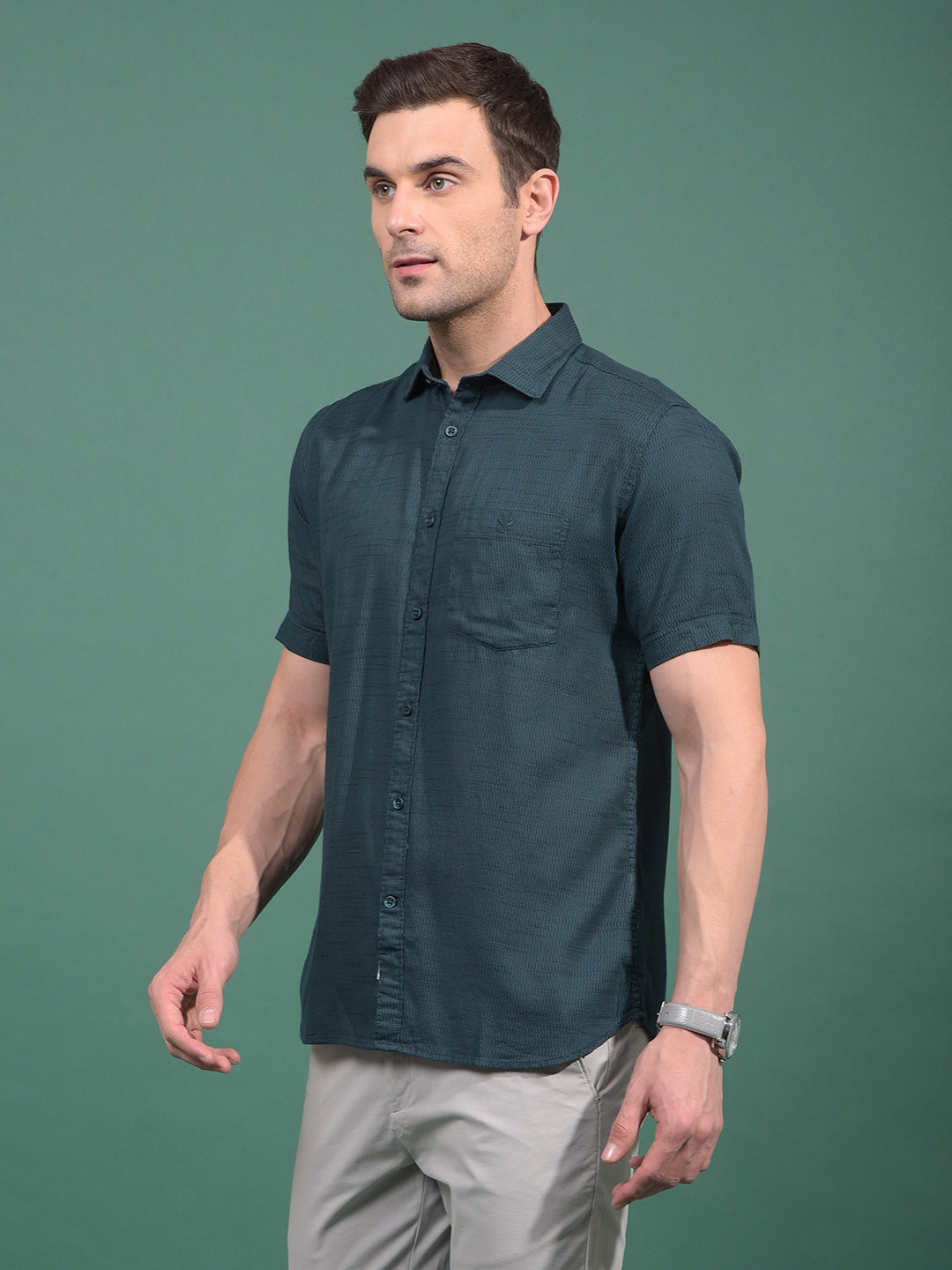 Green Printed Shirt-Men Shirts-Crimsoune Club
