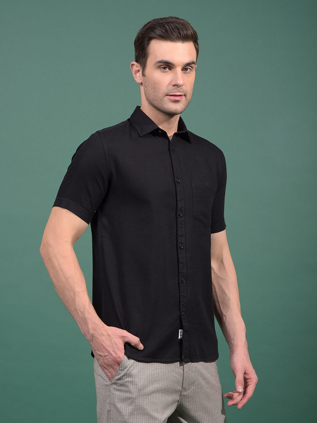 Black Printed Shirt-Men Shirts-Crimsoune Club