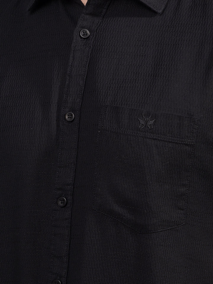 Black Printed Shirt-Men Shirts-Crimsoune Club