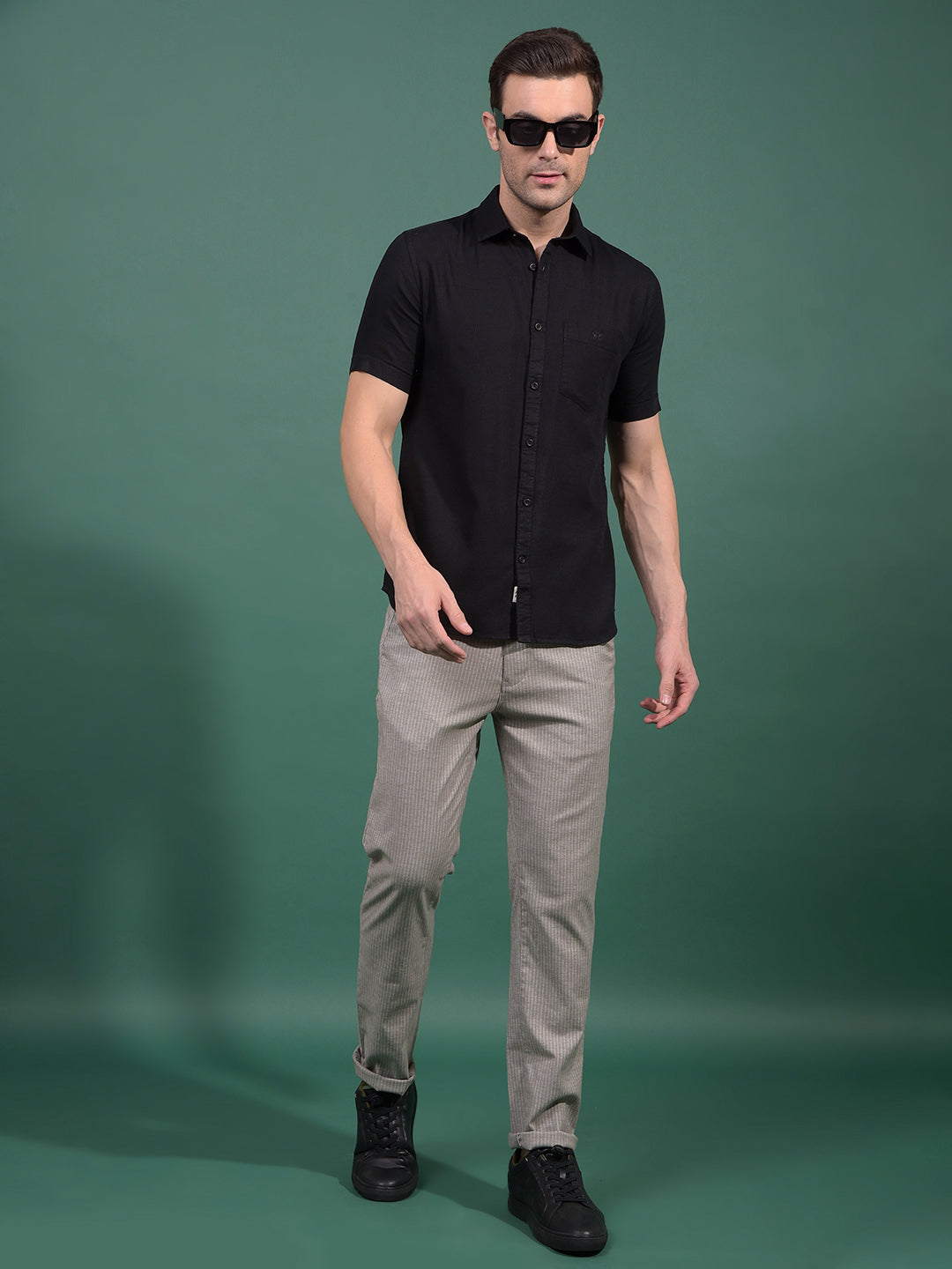 Black Printed Shirt-Men Shirts-Crimsoune Club