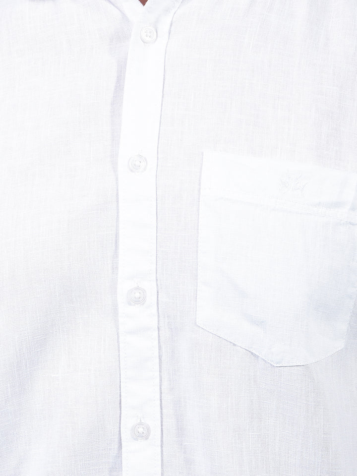 White Linen Shirt-Men Shirts-Crimsoune Club