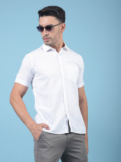 White Linen Shirt-Men Shirts-Crimsoune Club