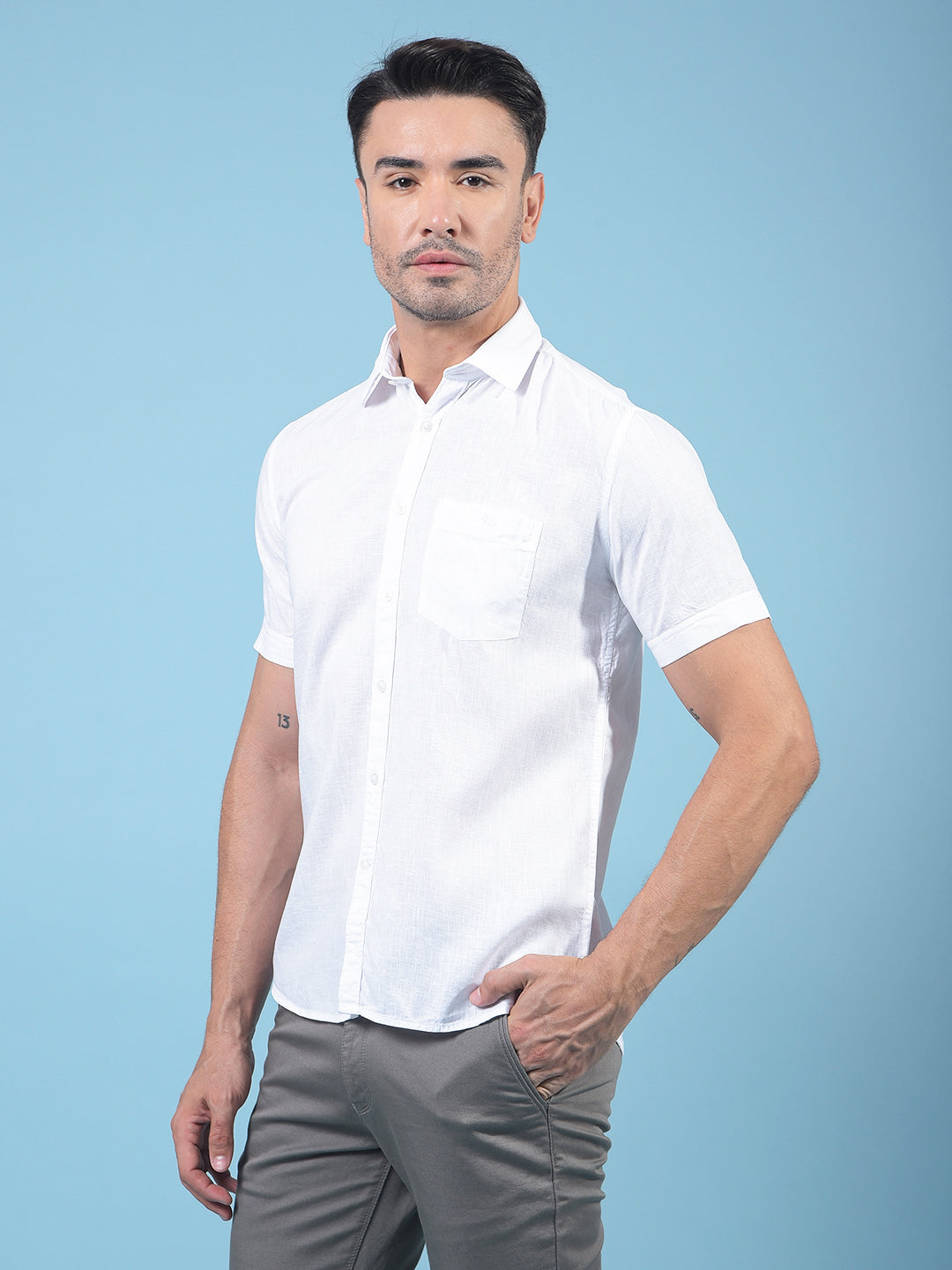 White Linen Shirt-Men Shirts-Crimsoune Club