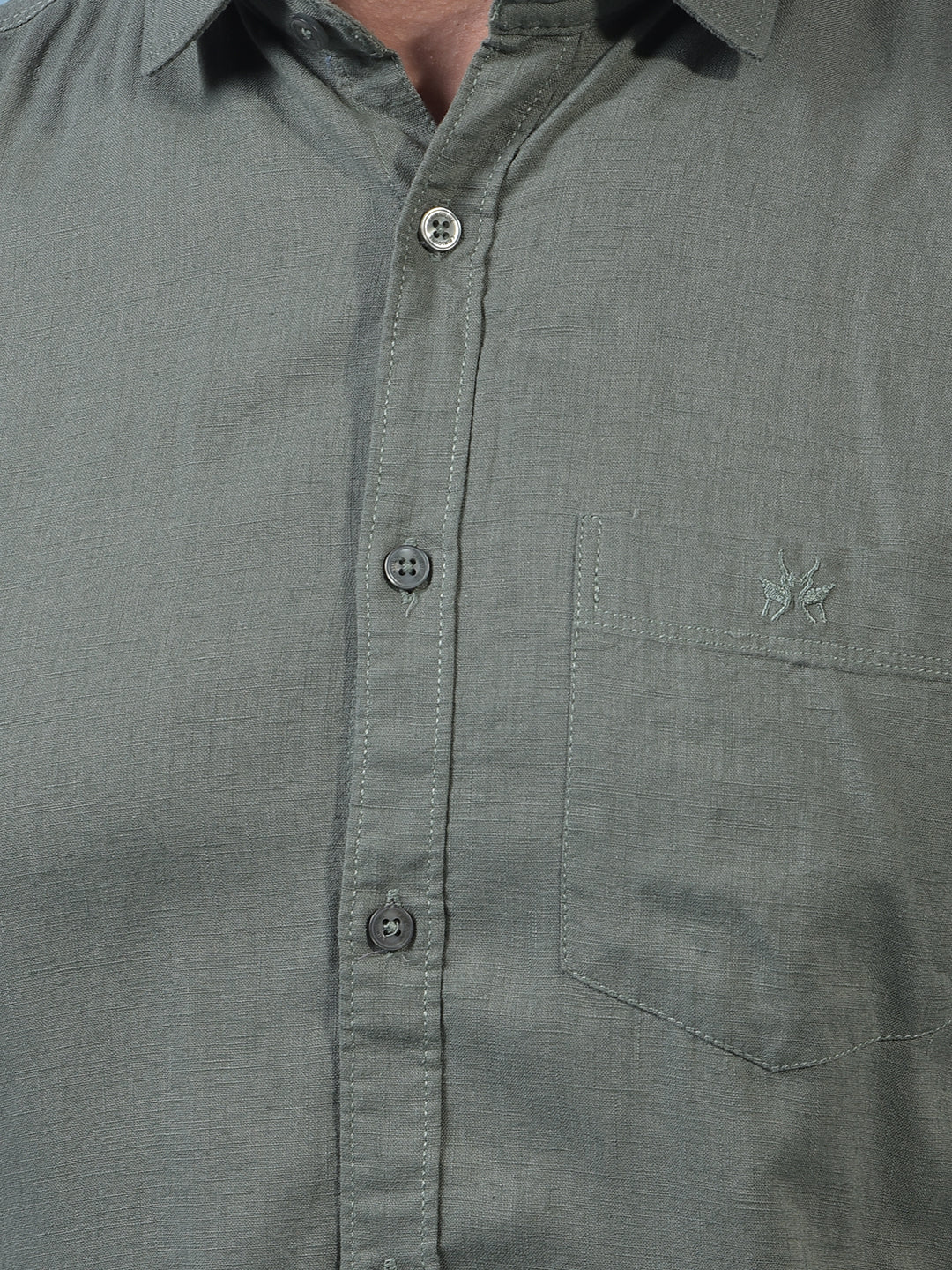 Men's Green Linen Shirt-Men Shirts-Crimsoune Club