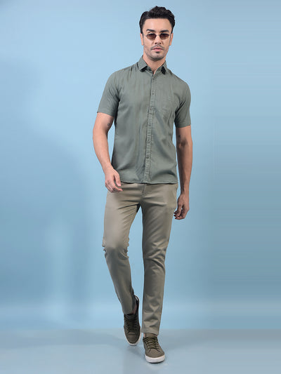 Men's Green Linen Shirt-Men Shirts-Crimsoune Club