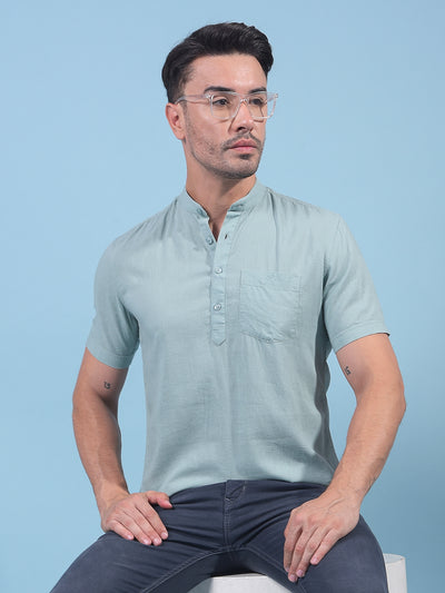 Green Linen Kurta-Men Kurtas-Crimsoune Club
