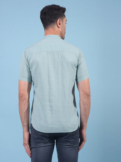 Green Linen Kurta-Men Kurtas-Crimsoune Club