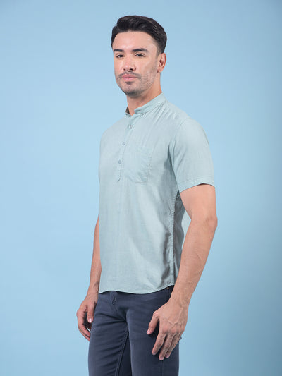 Green Linen Kurta-Men Kurtas-Crimsoune Club