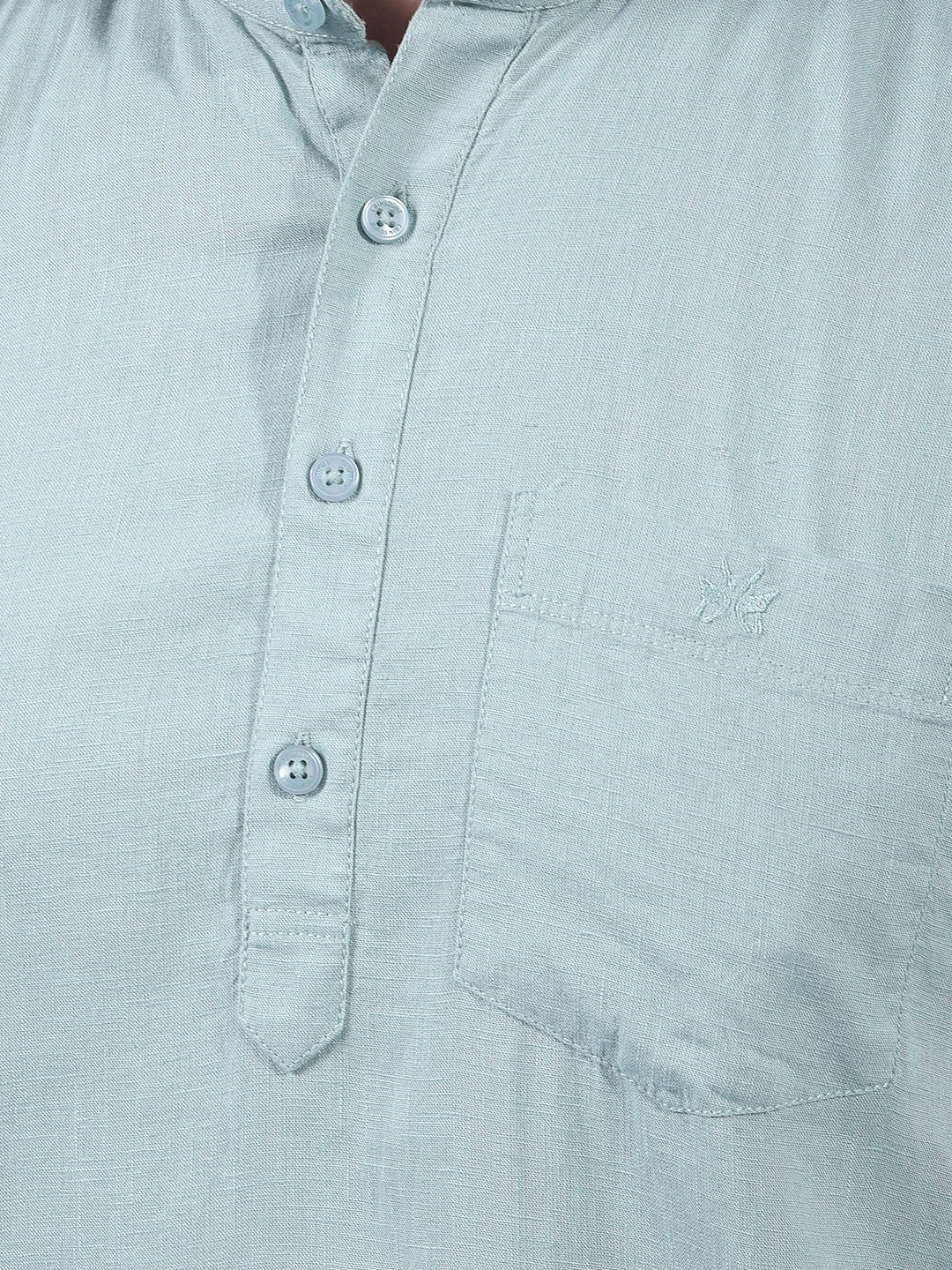 Green Linen Kurta-Men Kurtas-Crimsoune Club