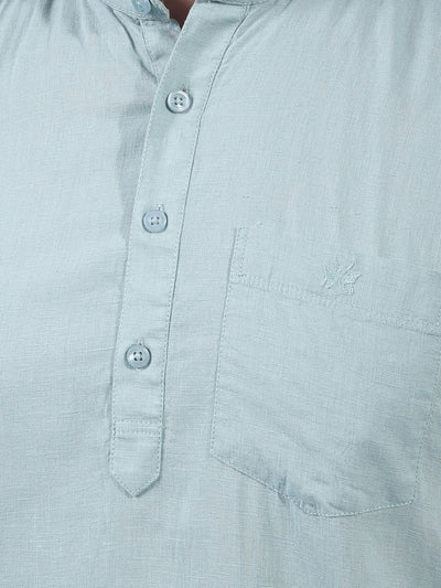 Green Linen Kurta-Men Kurtas-Crimsoune Club