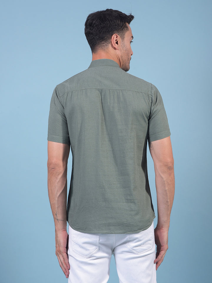 Green Linen Kurta-Men Kurtas-Crimsoune Club