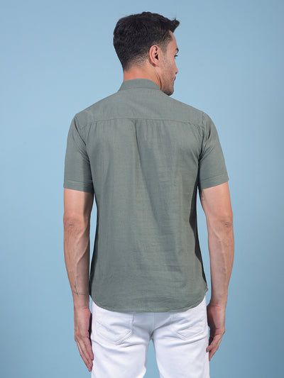 Green Linen Kurta-Men Kurtas-Crimsoune Club