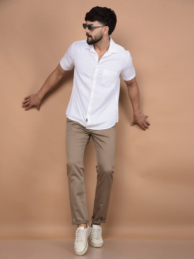 White Printed Linen Shirt-Men Shirts-Crimsoune Club