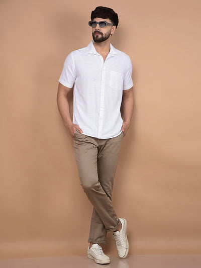 White Printed Linen Shirt-Men Shirts-Crimsoune Club