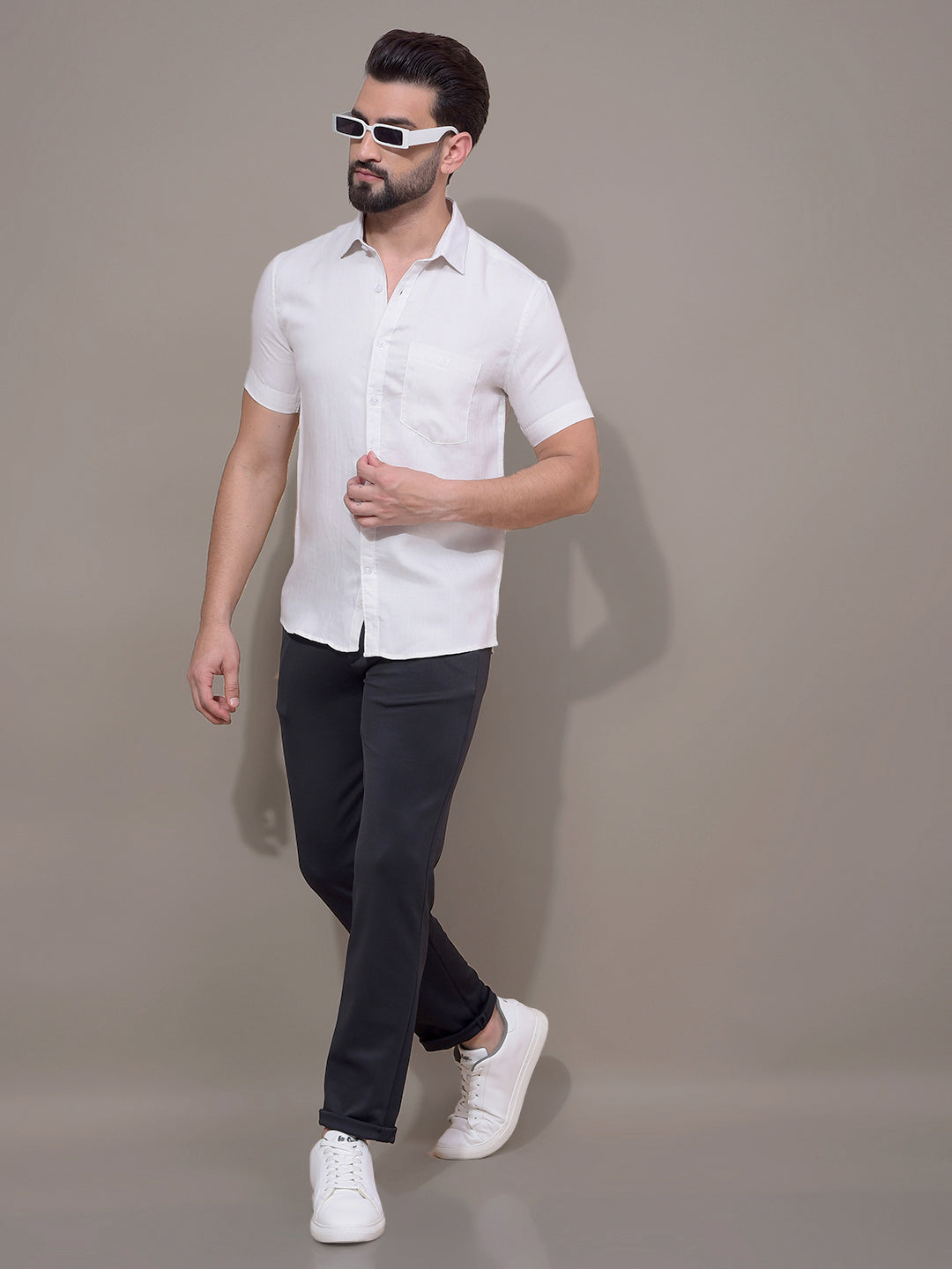 Off White Printed Shirt-Men Shirts-Crimsoune Club