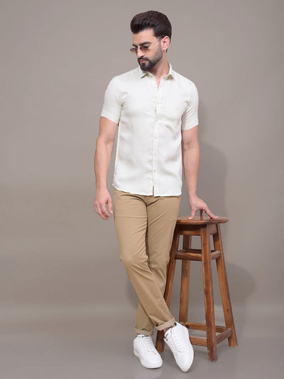 Cream Printed Shirt-Men Shirts-Crimsoune Club