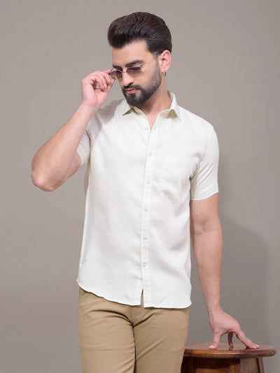 Cream Printed Shirt-Men Shirts-Crimsoune Club