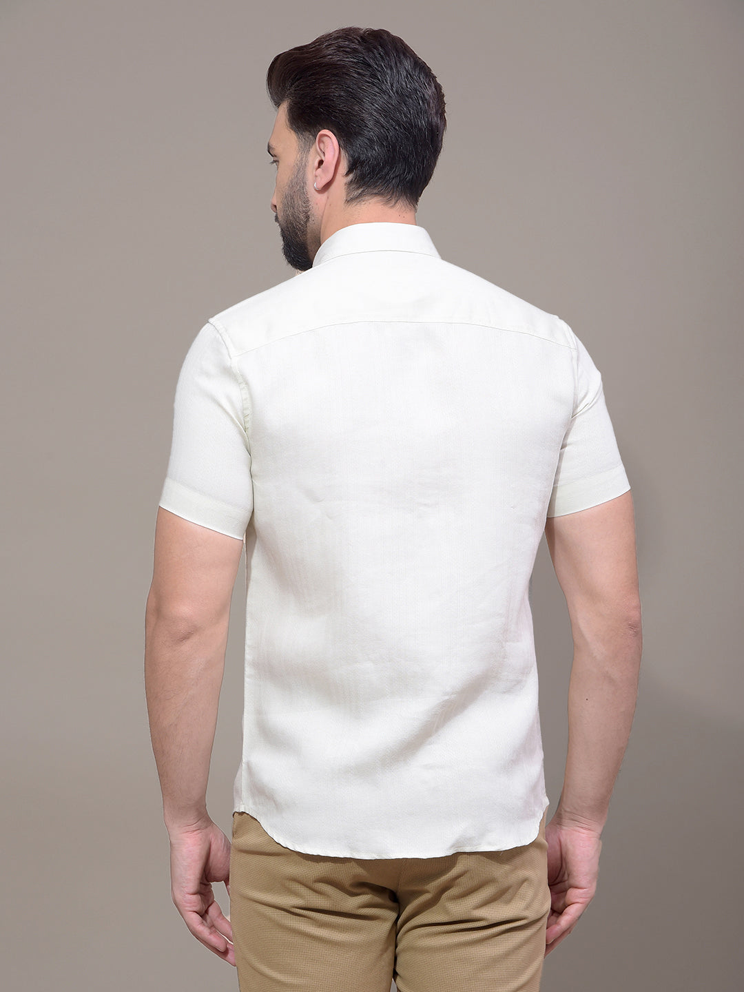 Cream Printed Shirt-Men Shirts-Crimsoune Club