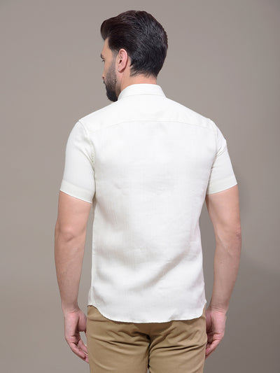 Cream Printed Shirt-Men Shirts-Crimsoune Club