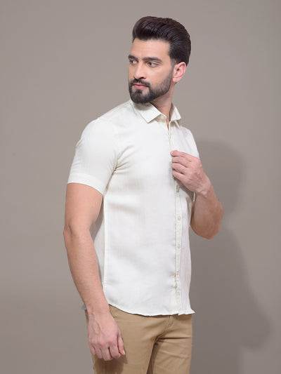 Cream Printed Shirt-Men Shirts-Crimsoune Club